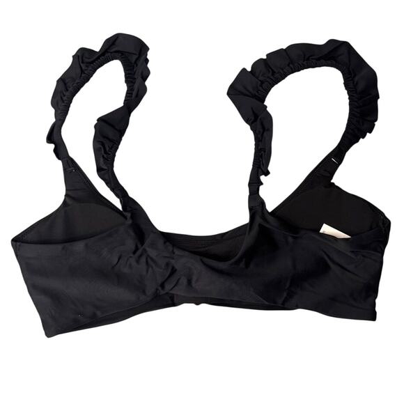 NWT Aerie Black Ruffle Strap Scoop Bikini Top Swim Bralette Size M - Picture 4 of 6
